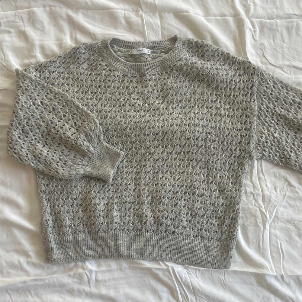 Mango Gray Open Knit Women's Sweater